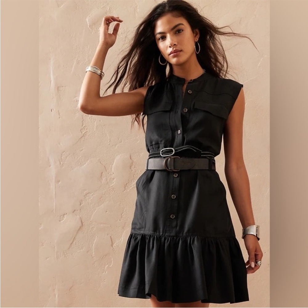 Banana Republic Black Ruffle Hem  Dress
